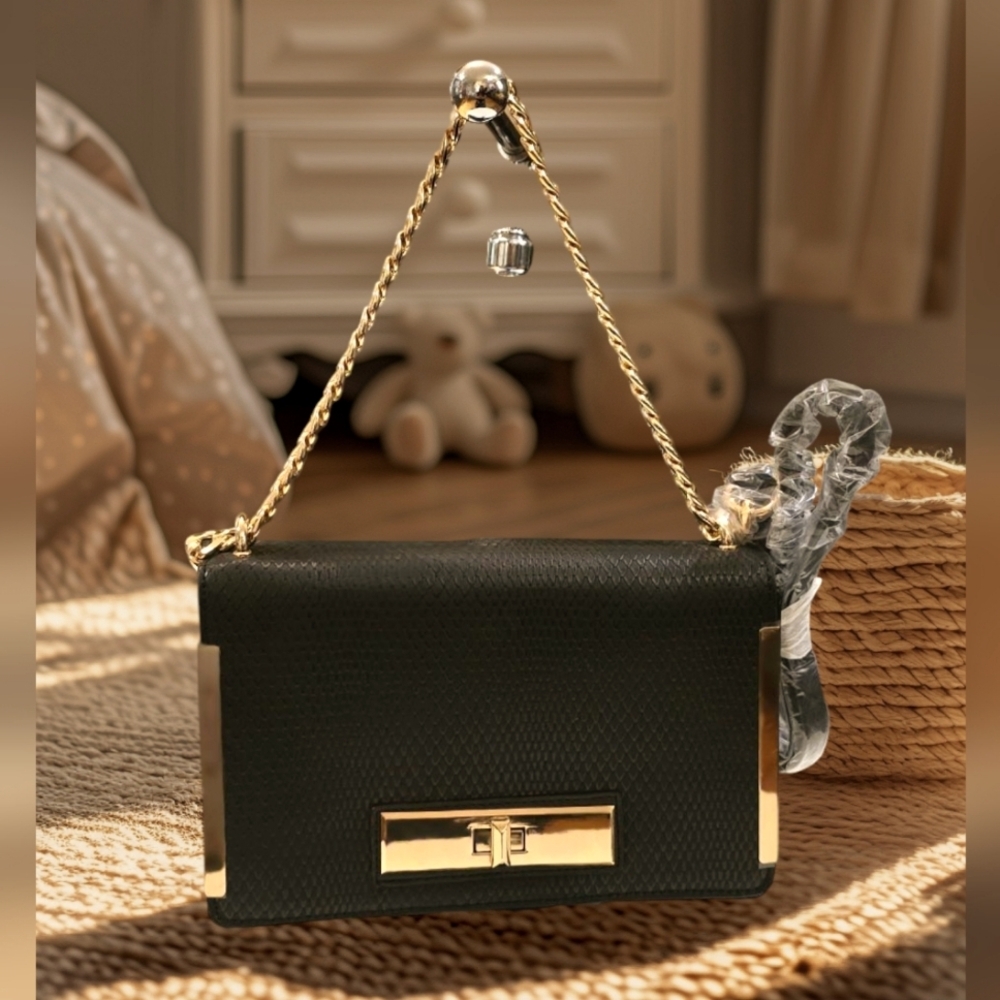 Aldo Elegant Black and Gold Women's Bag